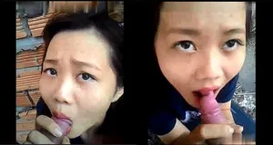 Em gái liếm cục thịt ở vườn sau nhà