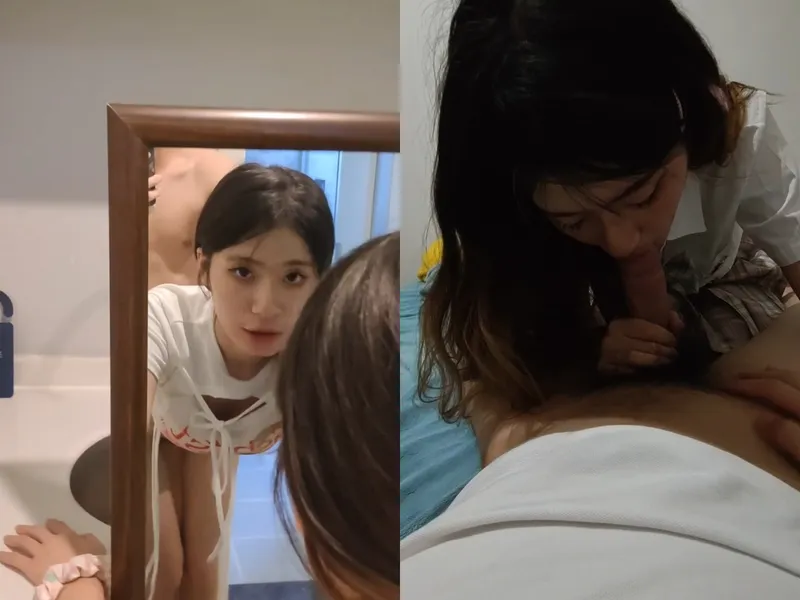 Chị gái thiên thần kiểu doggy trước gương sướng điên đảo